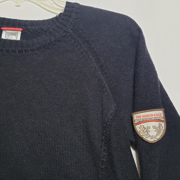 The North Face Sweater Women Medium Ladies Black Sweatshirt Pullover Cotton Knit - Picture 3 of 9